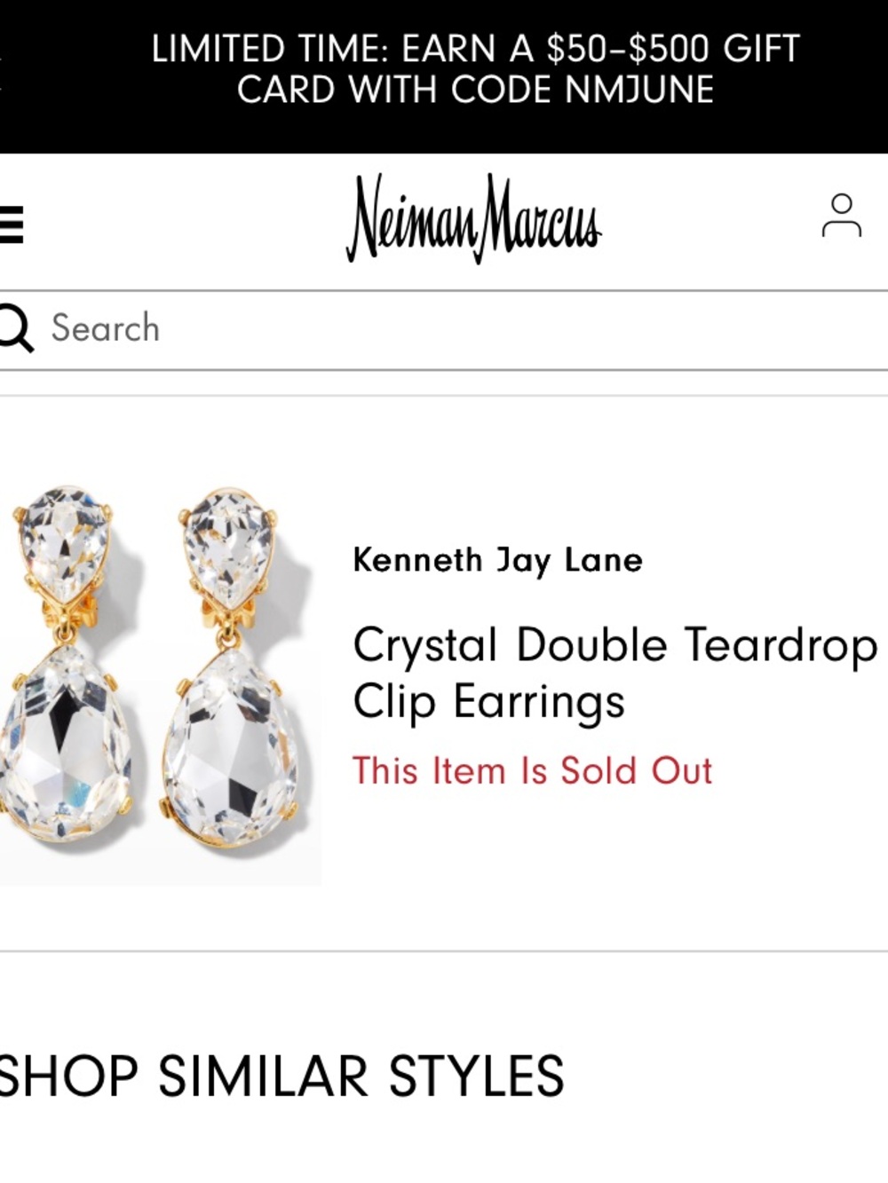 😍Kenneth Jay Lane Crystal Double Teardrop Earrings SOLD OUT! - Picture 6 of 9